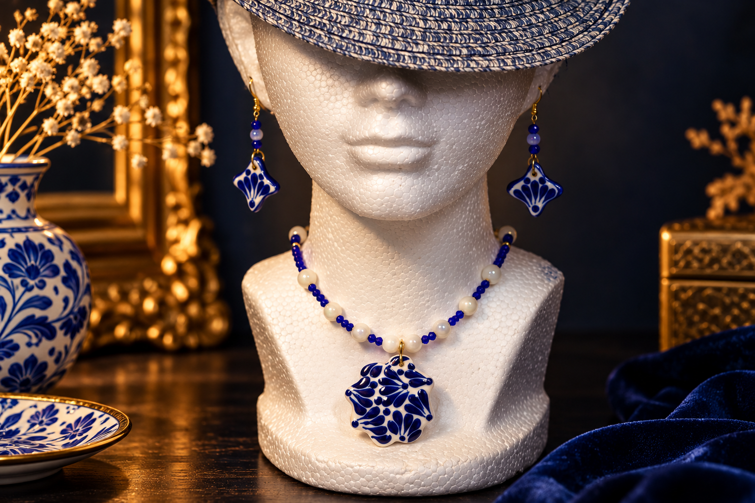 AZUR AMOZOC handcrafted blue and white jewelry
